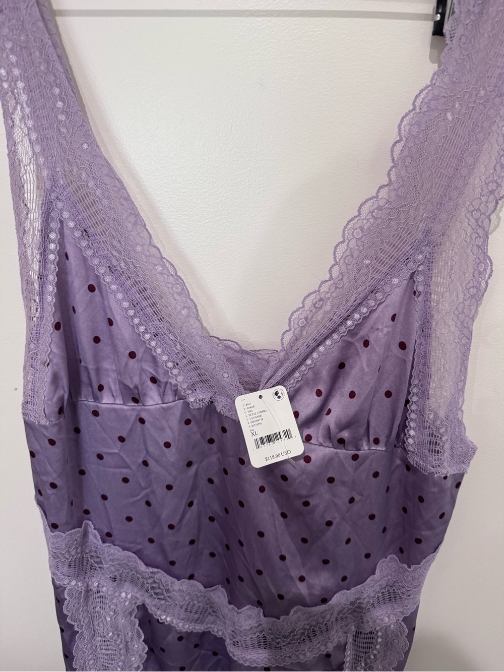 Free People Lavender Polka Dot Lace-Trim Slip - Picture 5 of 7